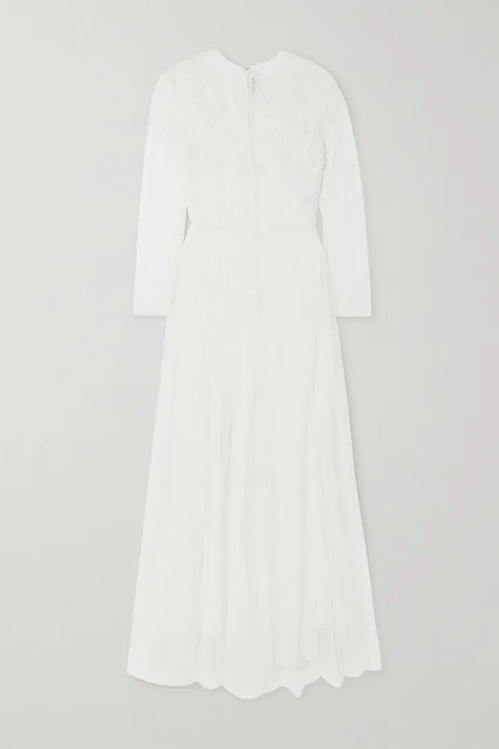 Philosophy di Lorenzo Serafini - Embroidered Metallic Point D’esprit Tulle Gown - White