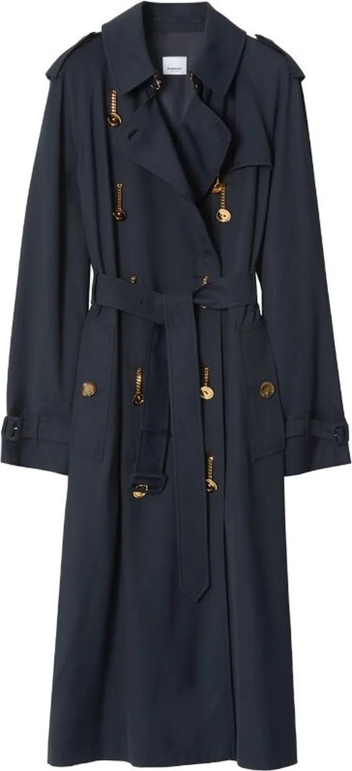 Burberry Twill Chain-Link Button Trench Coat