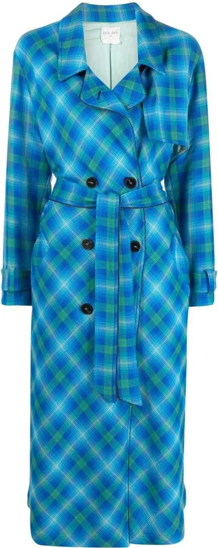 Tartan-Checked Trench Coat