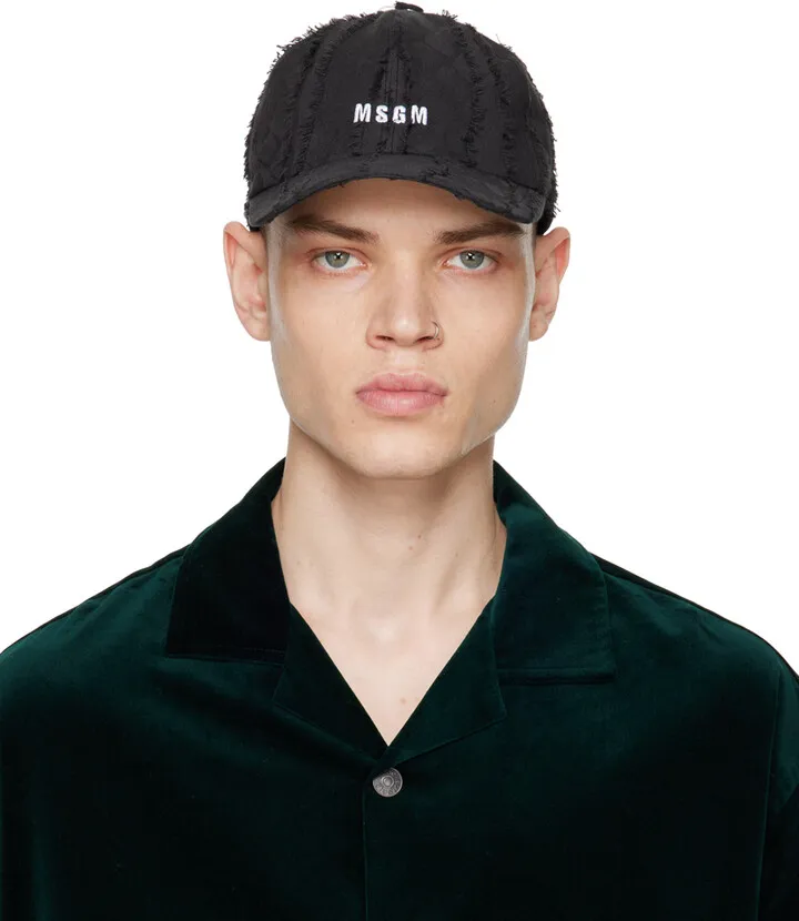 MSGM Black Embroidered Cap