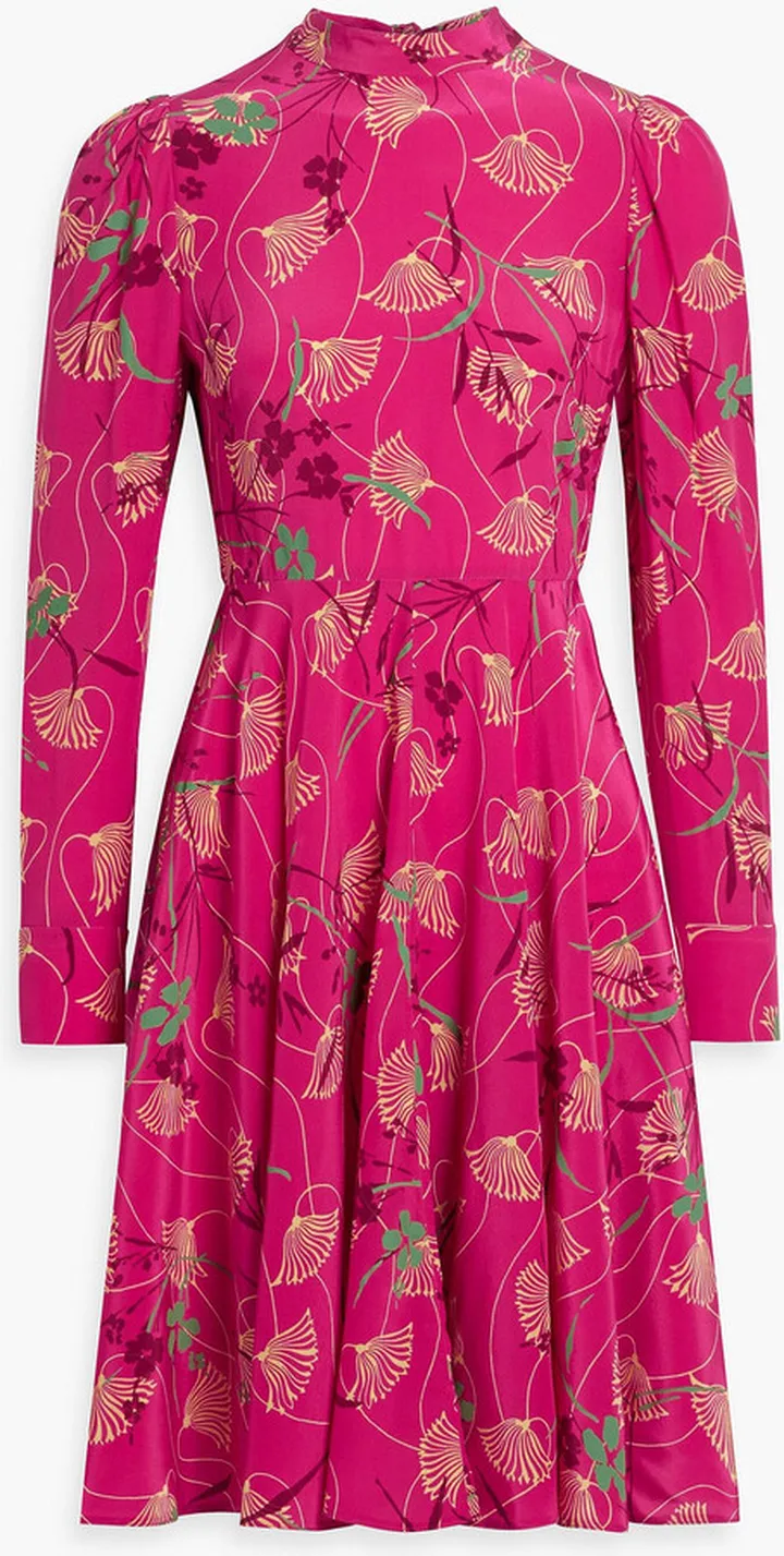 Printed silk crepe de chine dress