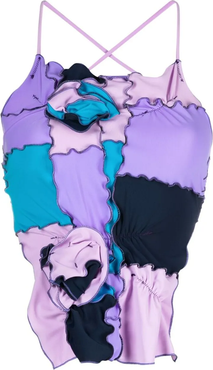 Purple Patchwork Halterneck Top