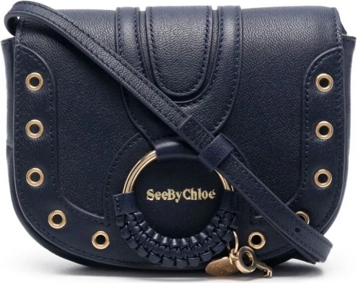 Blue Hana Leather Shoulder Bag