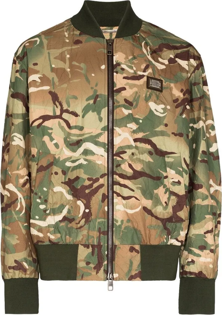Camouflage-Print Bomber Jacket