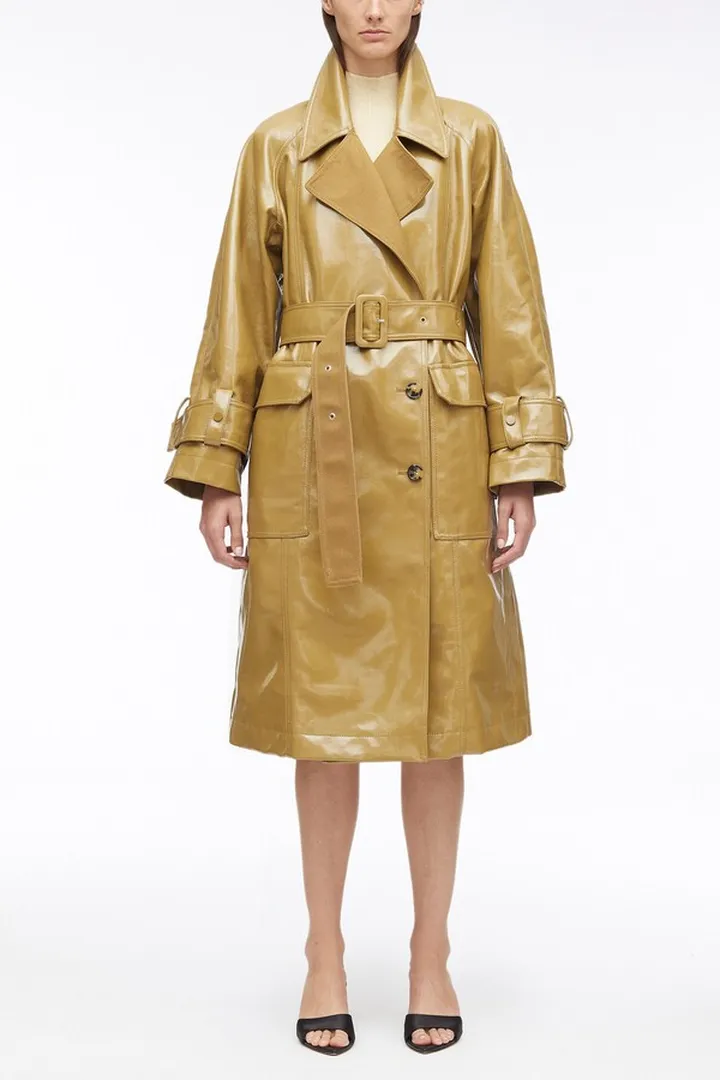 Laminated Cotton Canvas Trench