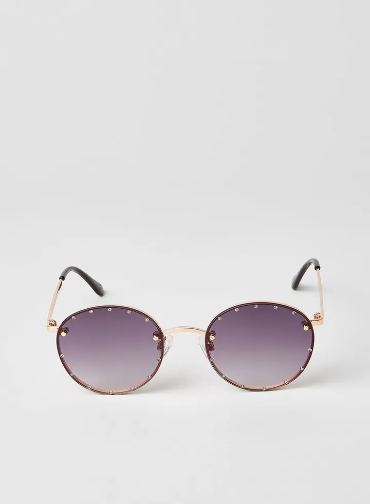 Women's Farrah Rhinestone Round Sunglasses