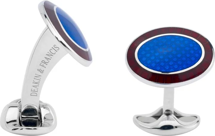 Deakin & Francis - Deakin & Francis Sterling Silver Maroon Red & Royal Blue Enamel Cufflinks