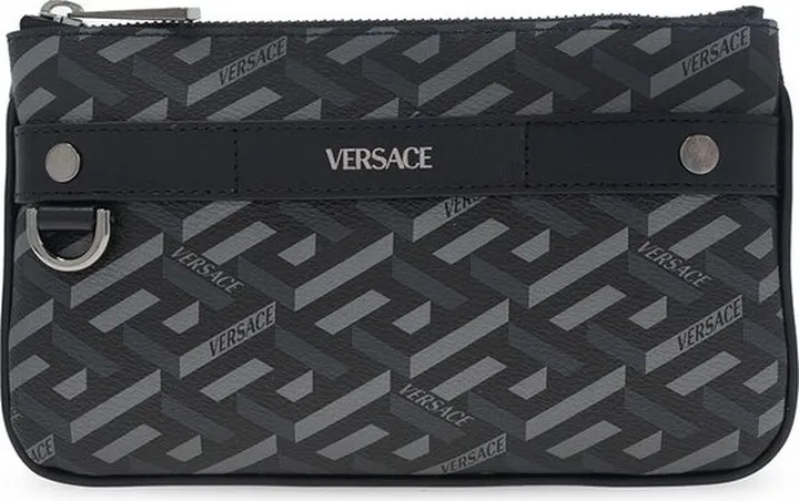 Versace La Greca Monogram Zipped Clutch Bag