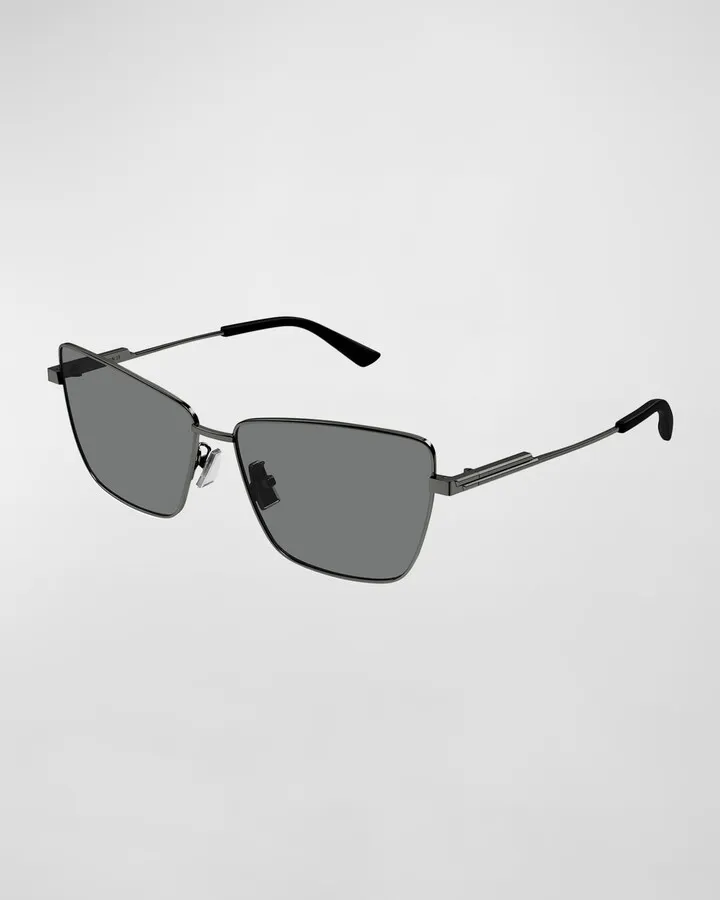 Rectangle Golden Metal Sunglasses