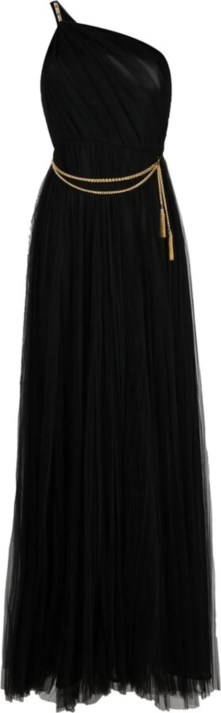 One-Shoulder Chain Link-Embellished Tulle Dress