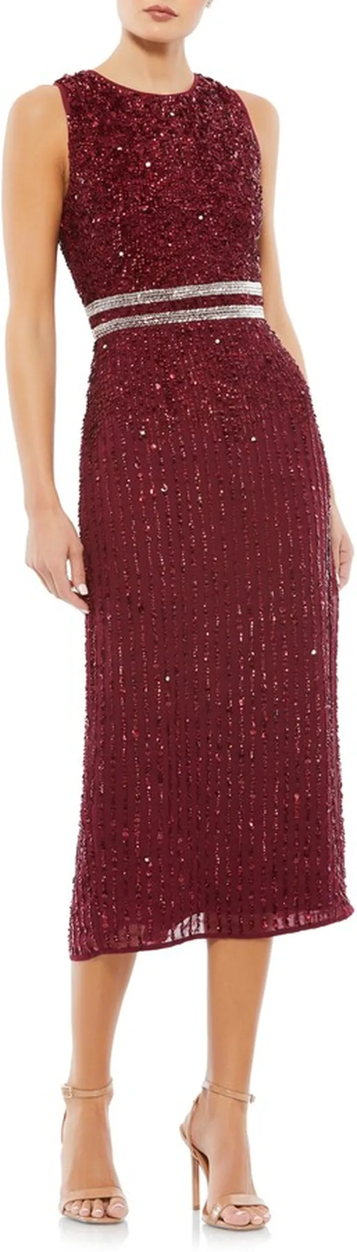 Vertical Sequin Sheath Cocktail Dress