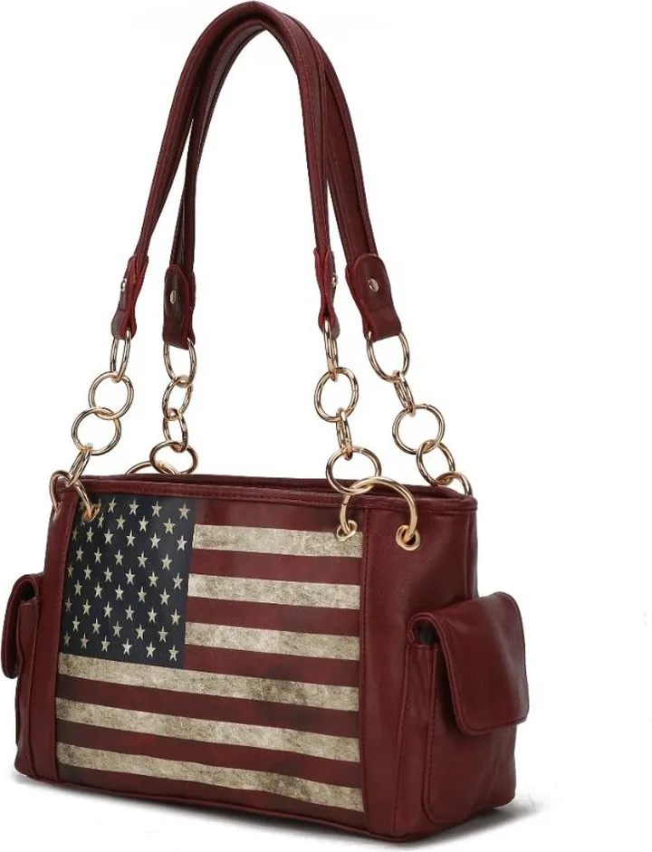 Alaina Vegan Leather Women’s Flag Shoulder Bag