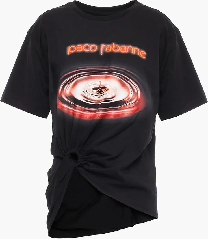 Gathered printed organic cotton-jersey T-shirt