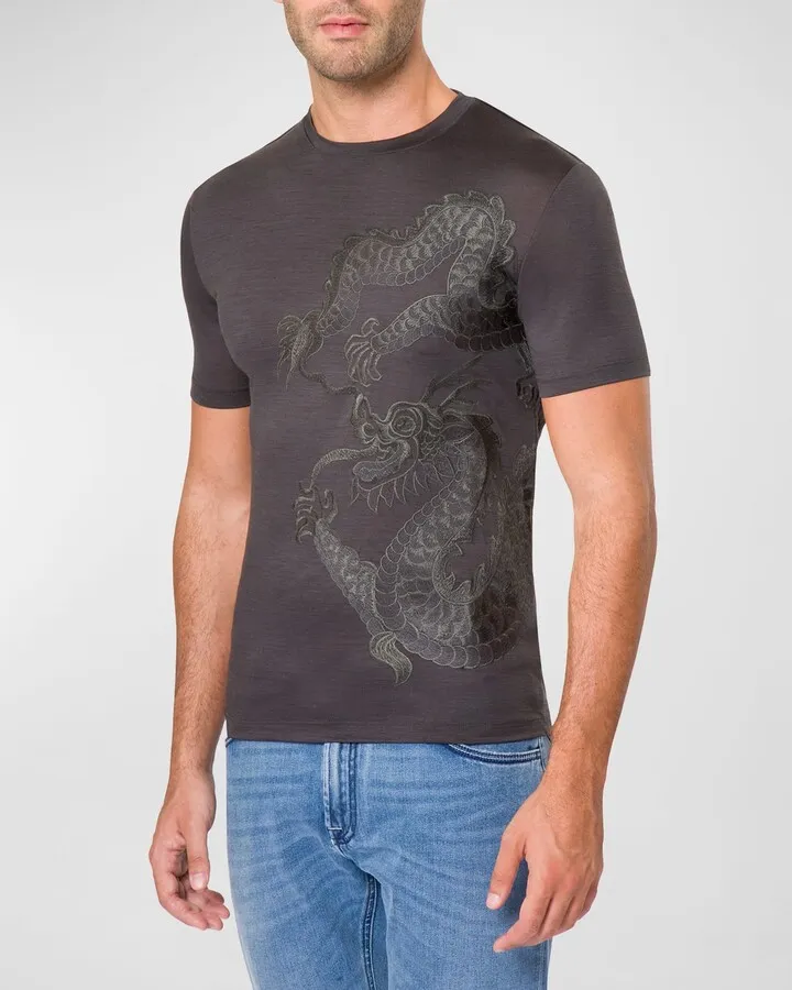 Men's Tonal Dragon Wool T-Shirt