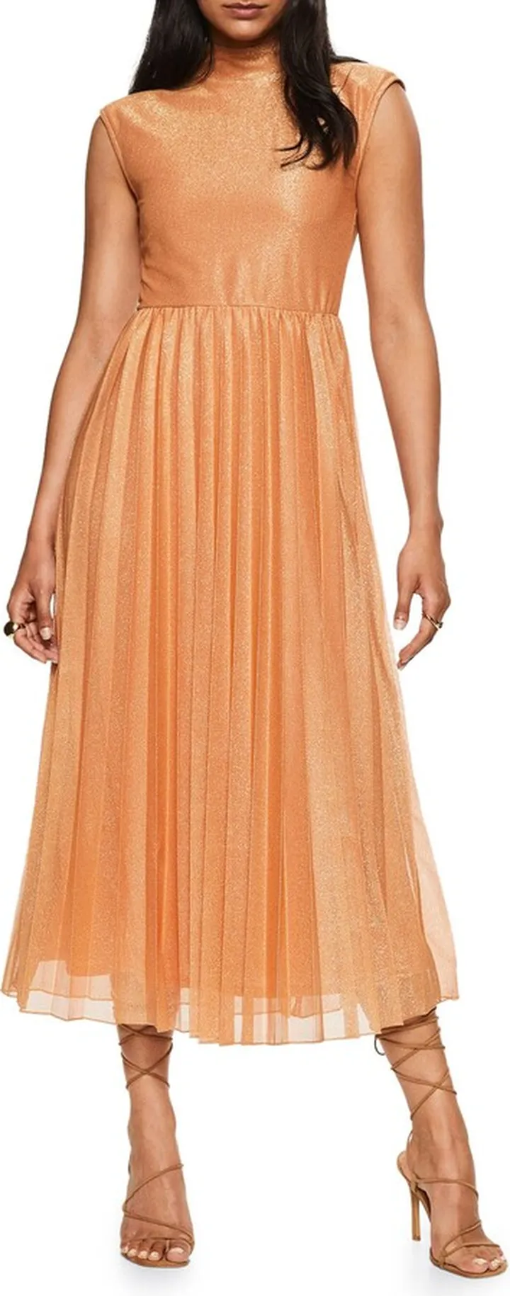Shimmer Pleated Midi Dress