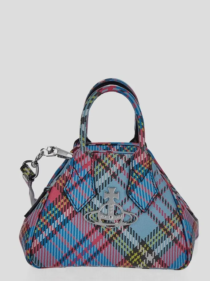 Vivienne Westwood Orb Plaque Checked Tote Bag