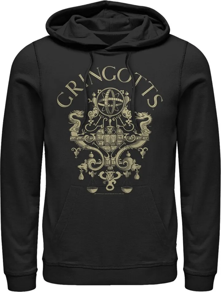 Men's Harry Potter Gringotts Logo Pull Over Hoodie - Black - Medium