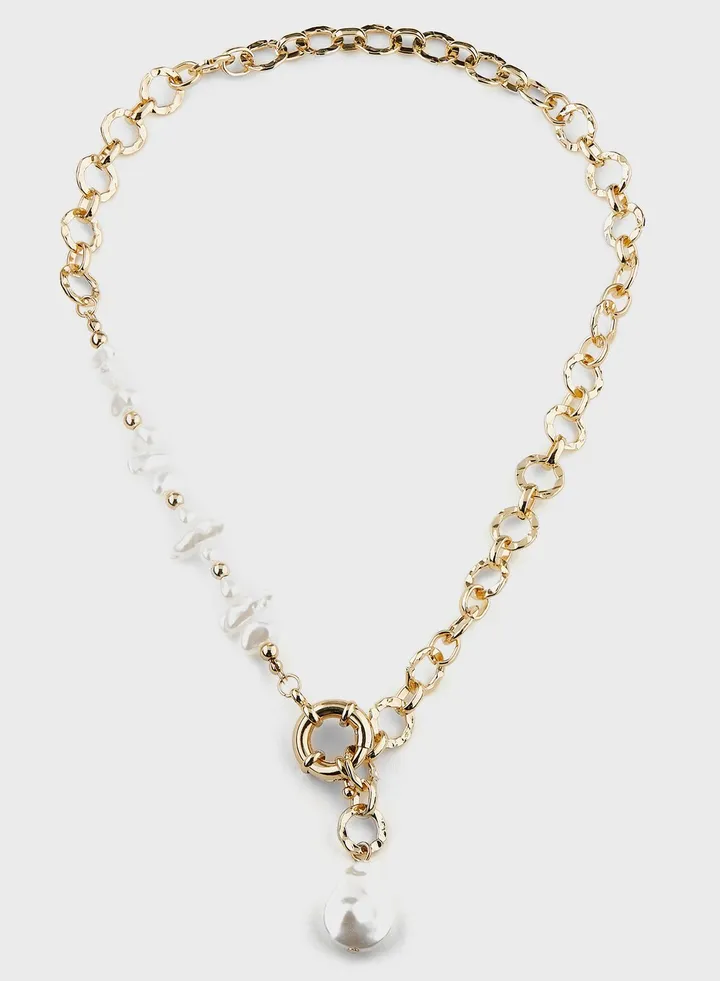 Pearl Chain Choker Necklace