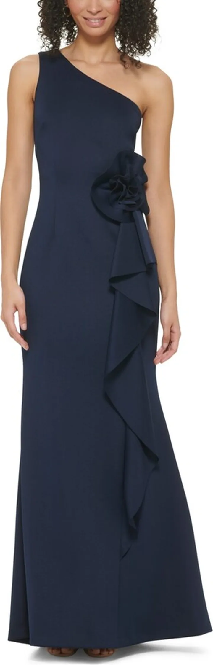 Jessica Howard Women's One-Shoulder Cascade-Ruffle Dress