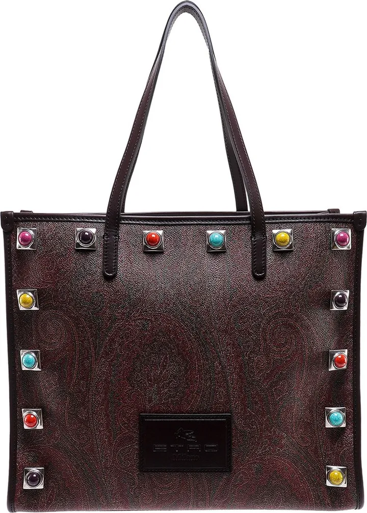 Coated canvas shoulder bag with paisley motif