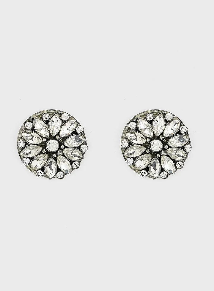 Mirror & Stone Embellished Earrings