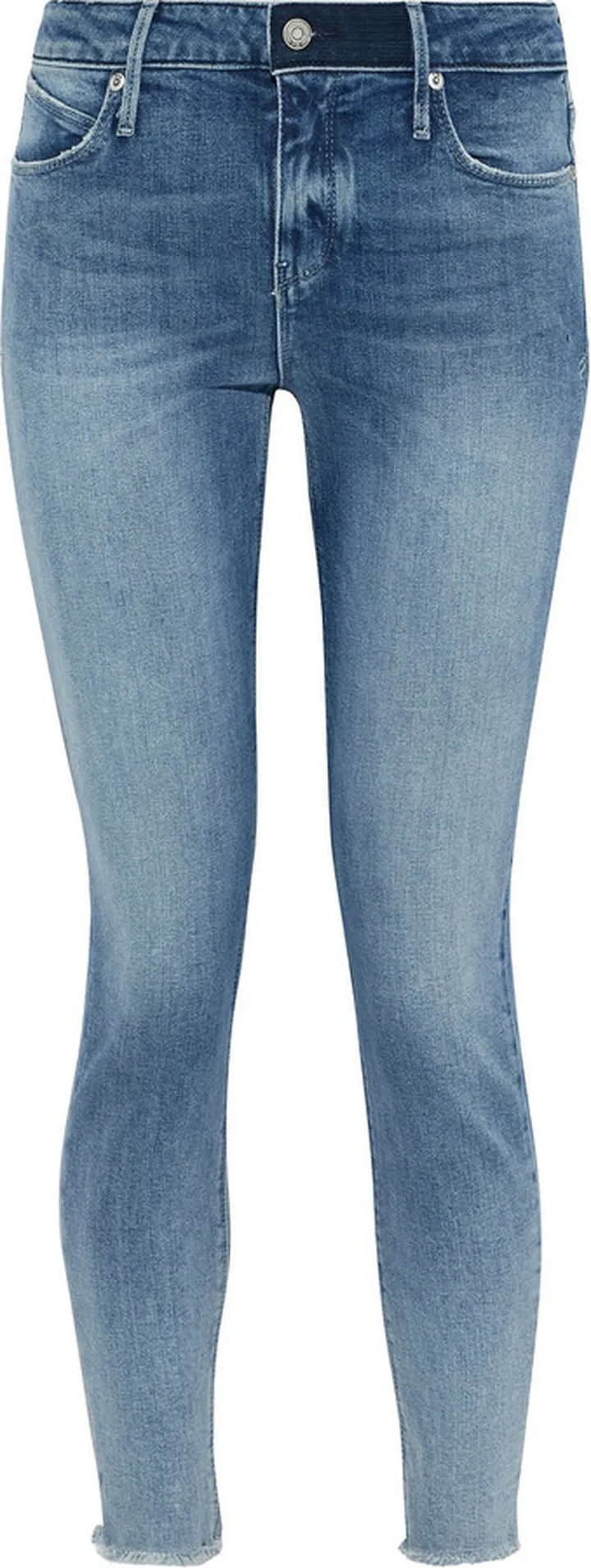 Frayed mid-rise skinny jeans