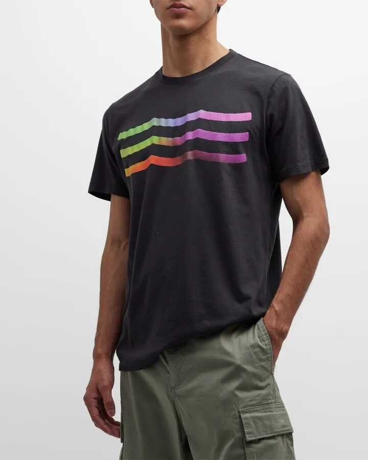 Men's Rainbow Waves Graphic T-Shirt