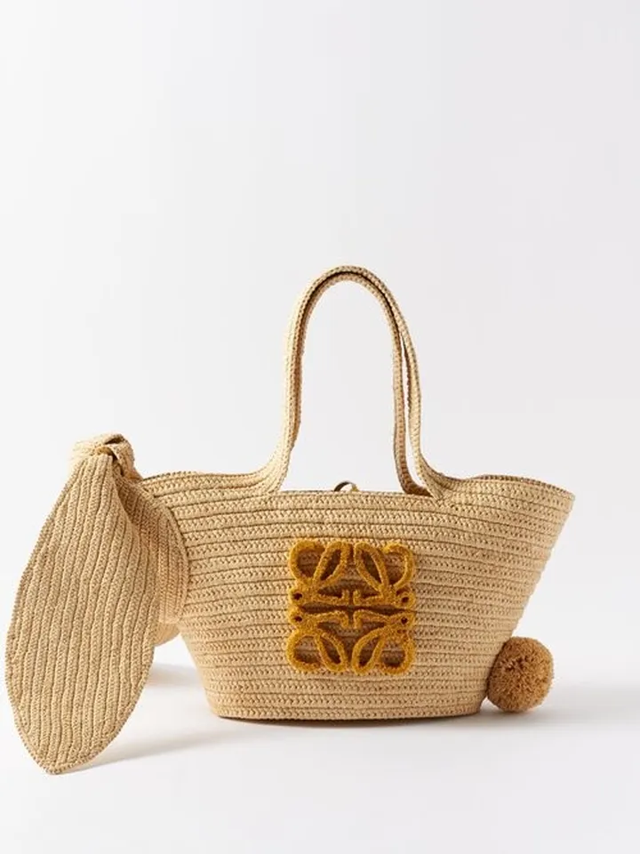 Bunny Raffia Basket Bag