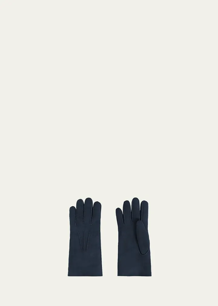 Men's Guanto Shearling-Lined Suede Gloves