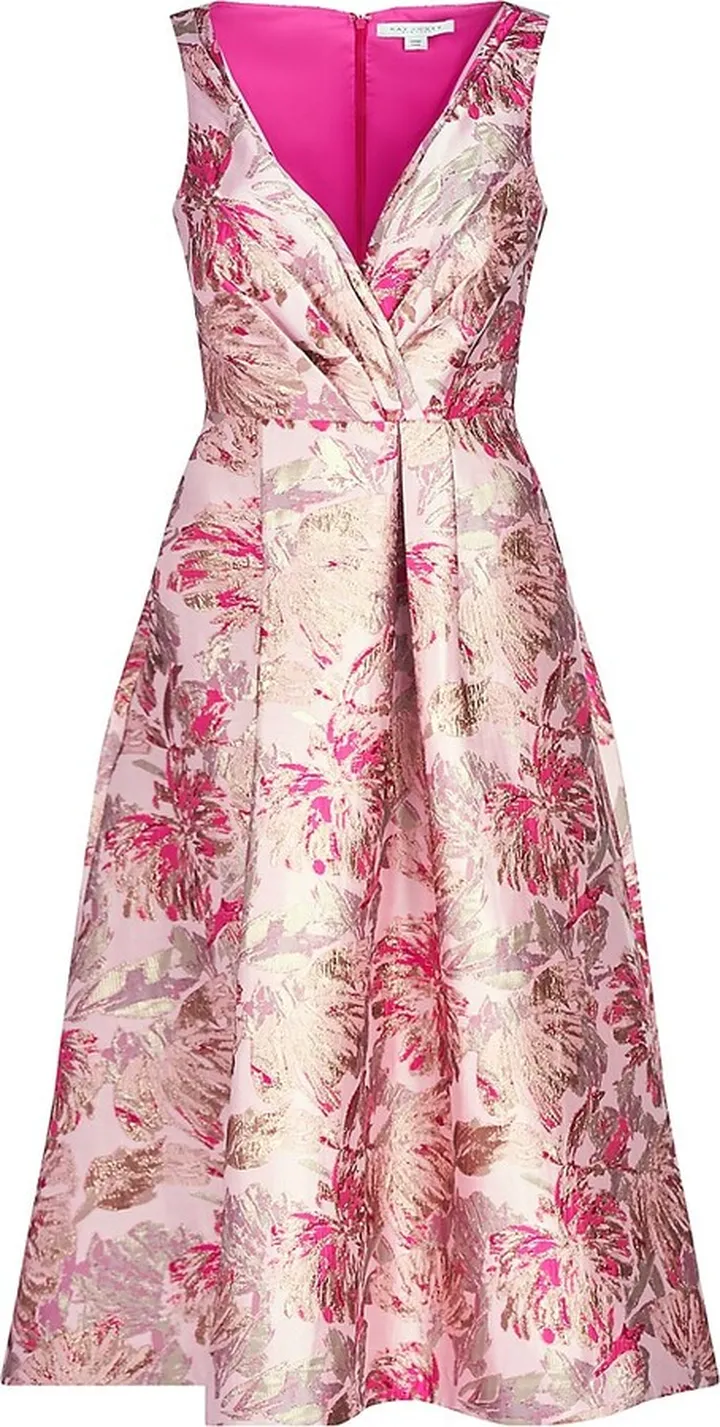 Poppy Metallic Floral Jacquard Midi-Dress