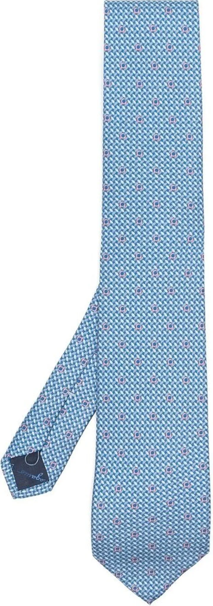 Gancini embroidered silk tie