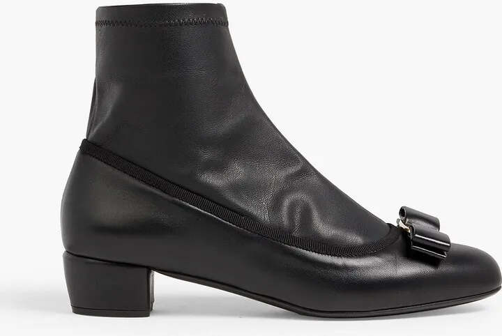 Vara bow-embellished leather ankle boots