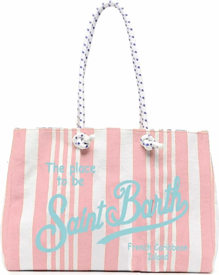 Sponge Striped Bag With Embroidery
