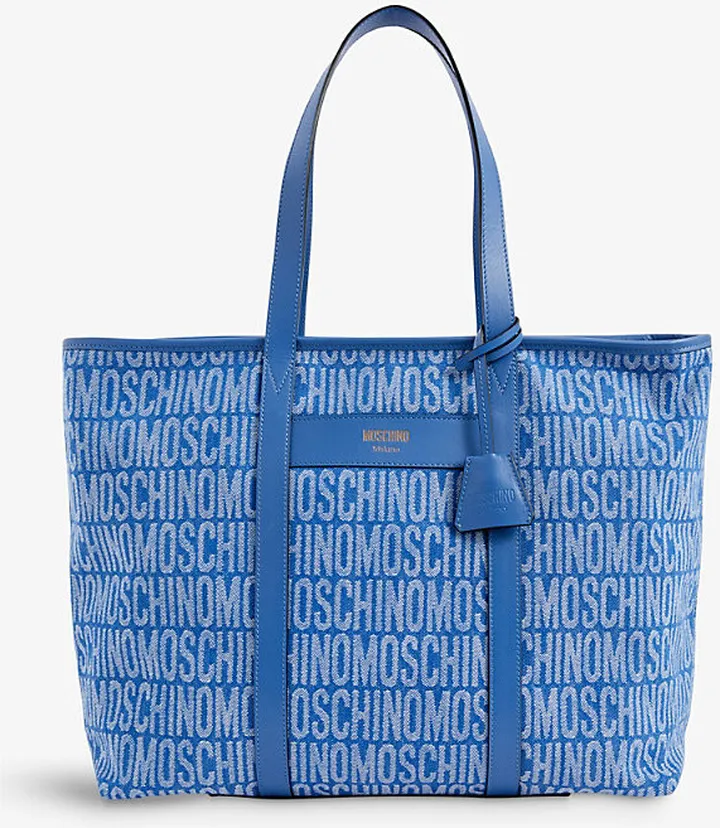 Womens Blue Logo-print Denim Tote bag