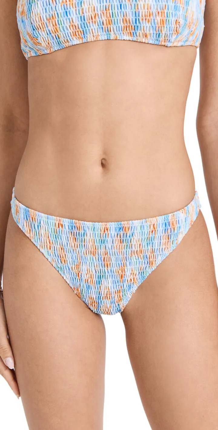 Tanya Taylor Valencia Smocked Bikini Bottoms