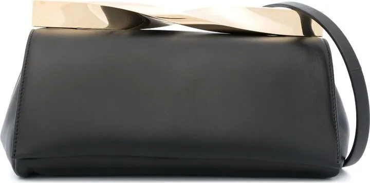 Black Twist Leather Clutch