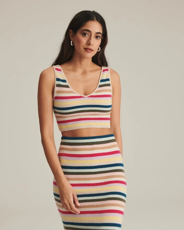 Cashmere Multi Striped Cropped Tank