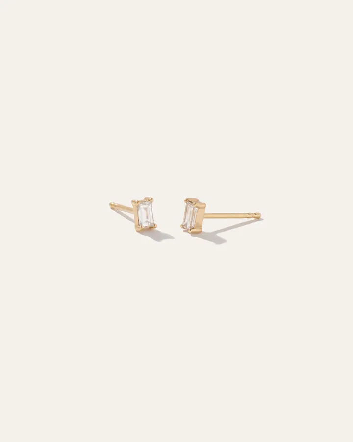 14K Gold Baguette Diamond Studs 0.28 Carat