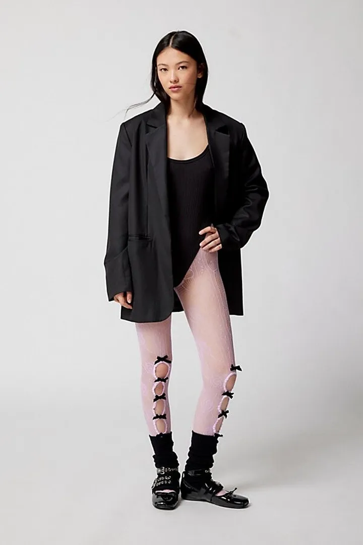 Bow Cutout Rose Lace Tight