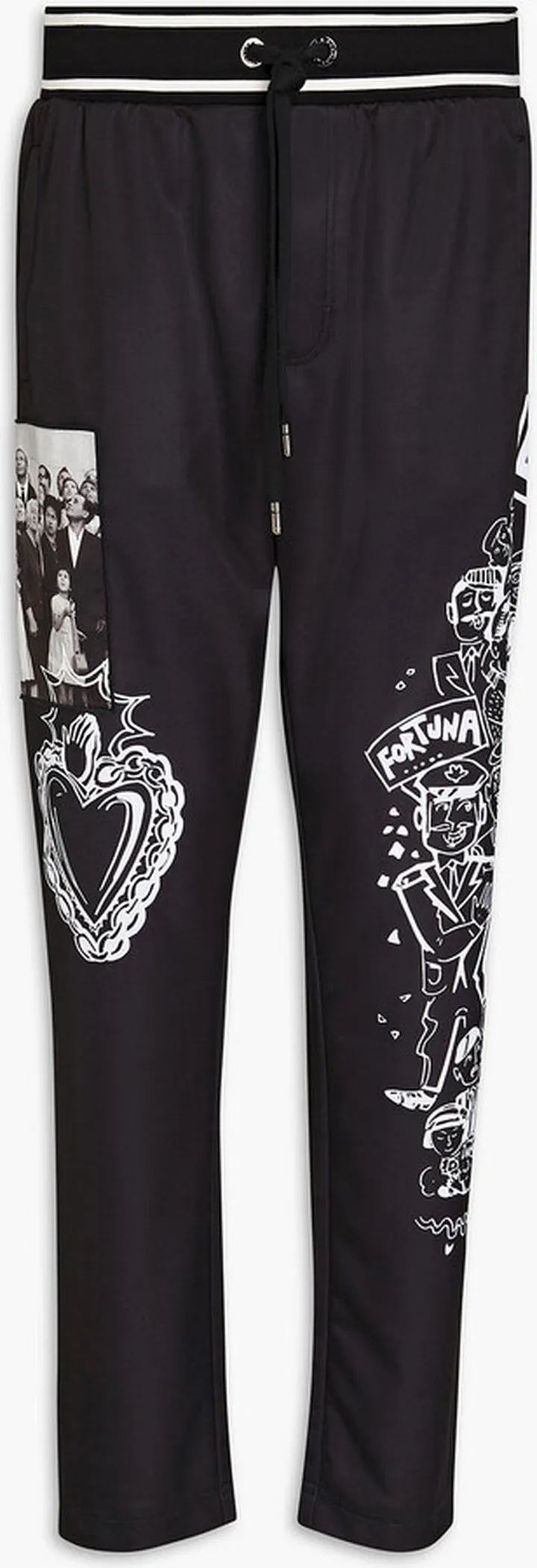 Appliquéd printed satin-jersey track pants