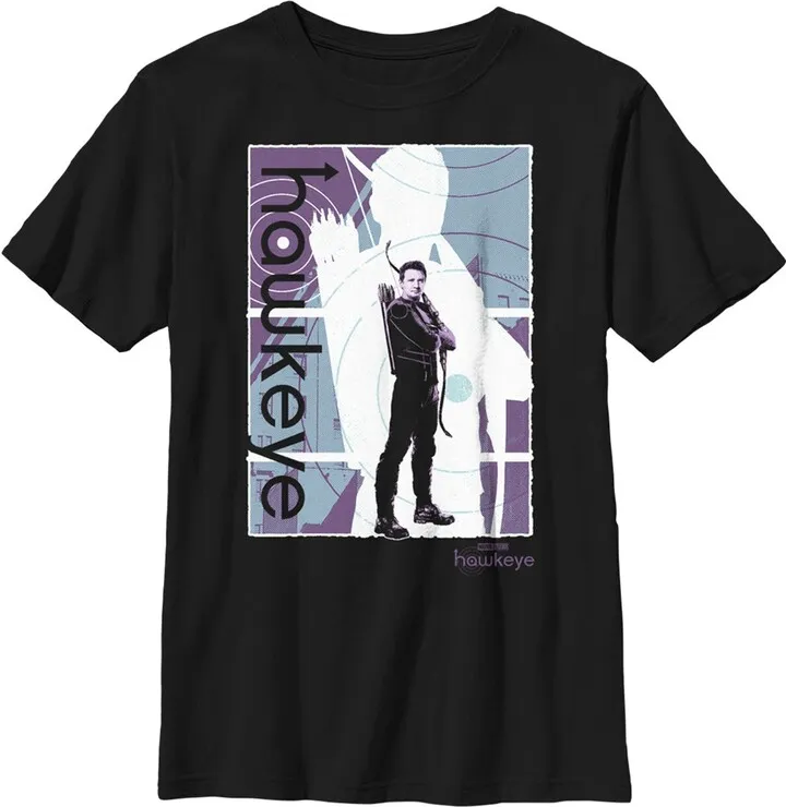 Boy's Marvel Hawkeye Purple Poster T-Shirt - Black - X Large
