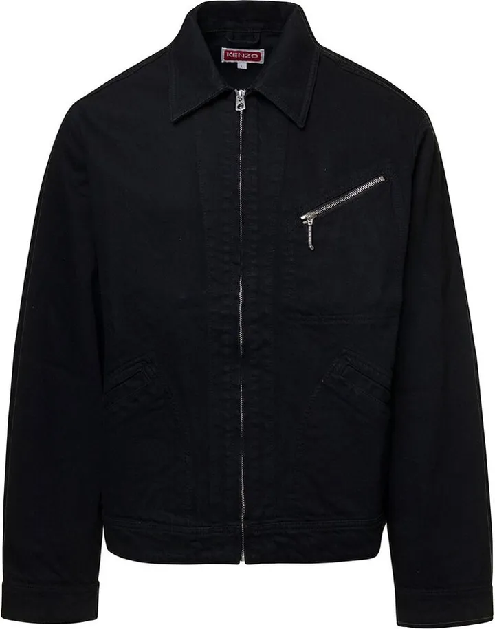 Kenzo Logo Patch Zipped Denim Jacket