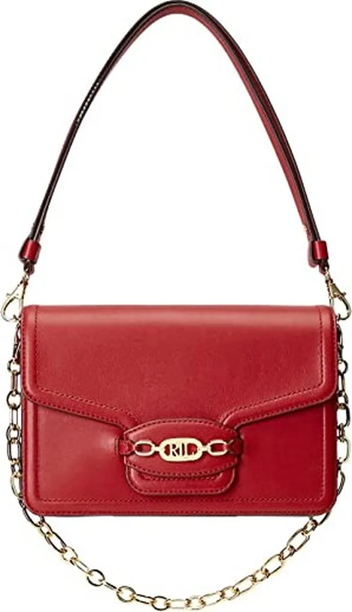 LAUREN Ralph Lauren Leather Medium Sydnee Shoulder Bag (RL 2000 Red) Shoulder Handbags