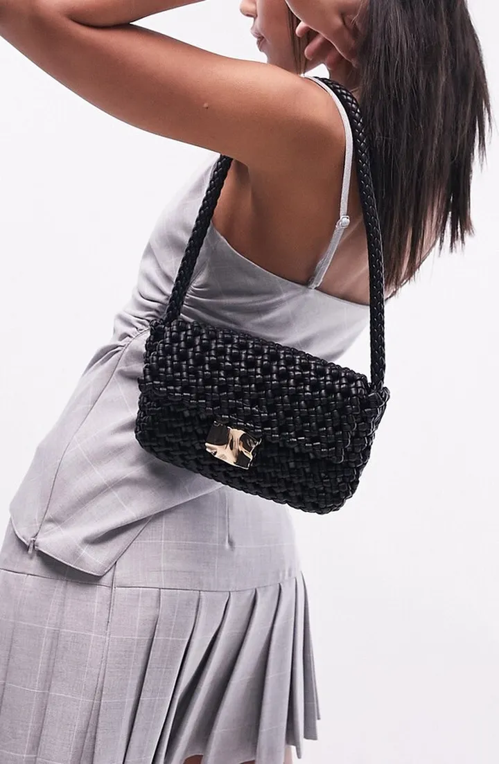 Faith Woven Faux Leather Shoulder Bag