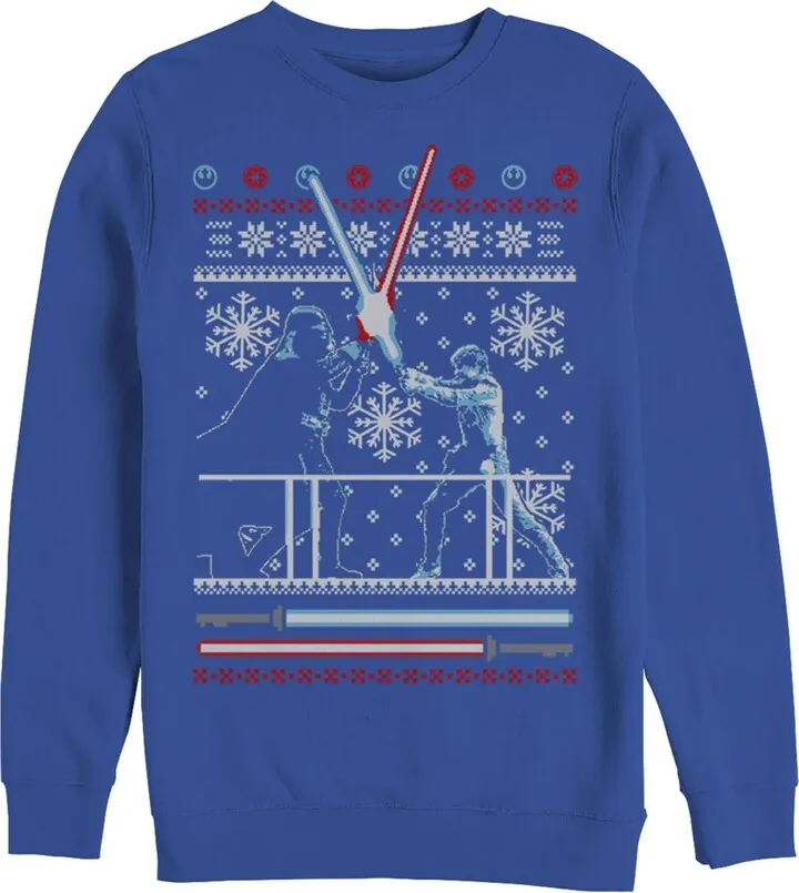 Men's Star Wars Ugly Christmas Duel Sweatshirt - Royal Blue - X Large