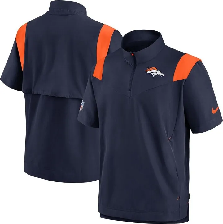 Men's Nike Navy Denver Broncos Coaches Chevron Lockup Pullover Top