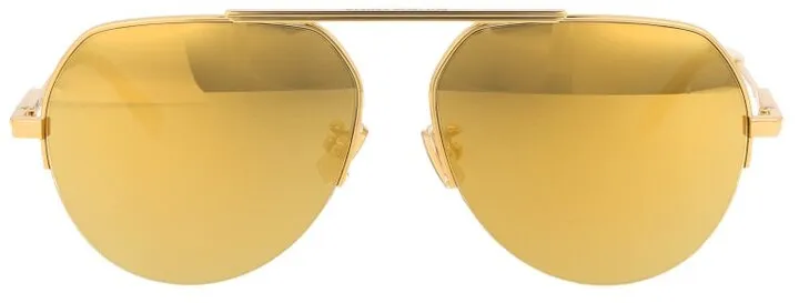 Bottega Veneta Eyewear Double Bridge Aviator Frame Sunglasses