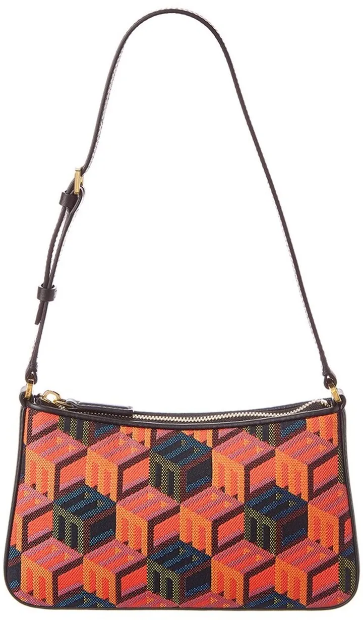 Mcm Cubic Monogram Jacquard & Leather Crossbody