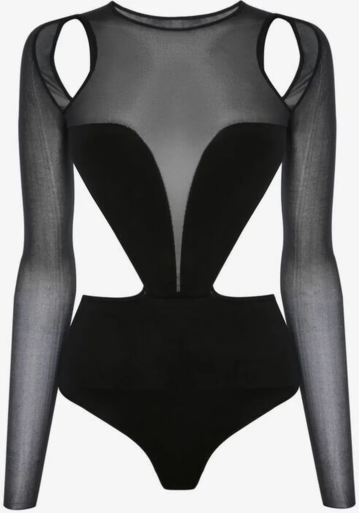 Women's Slashed Corset Bodysuit In Black