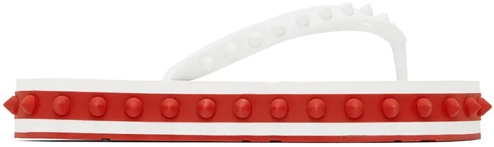 Christian Louboutin White Loubi Flip Flops